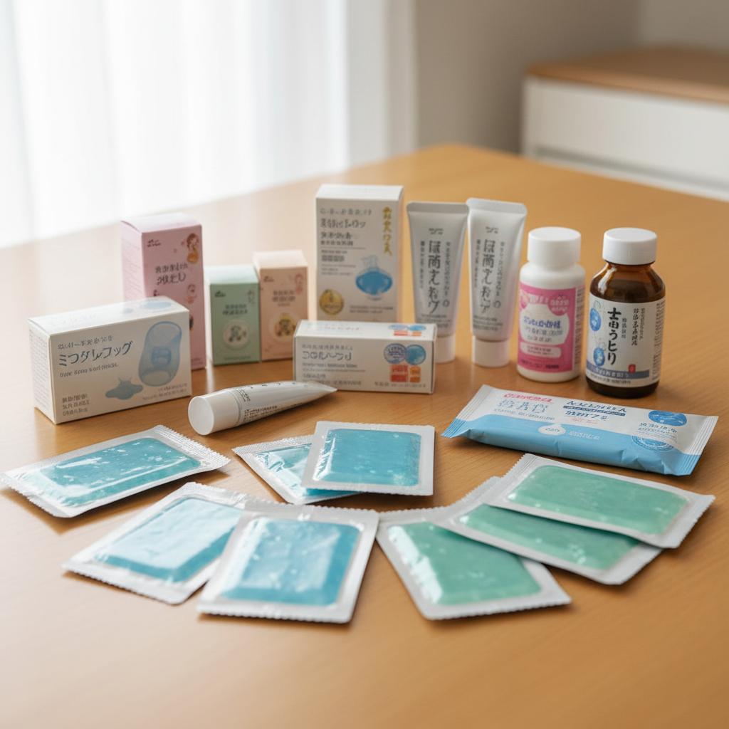 다양한 종류의 일본 파스와 휴족시간 제품