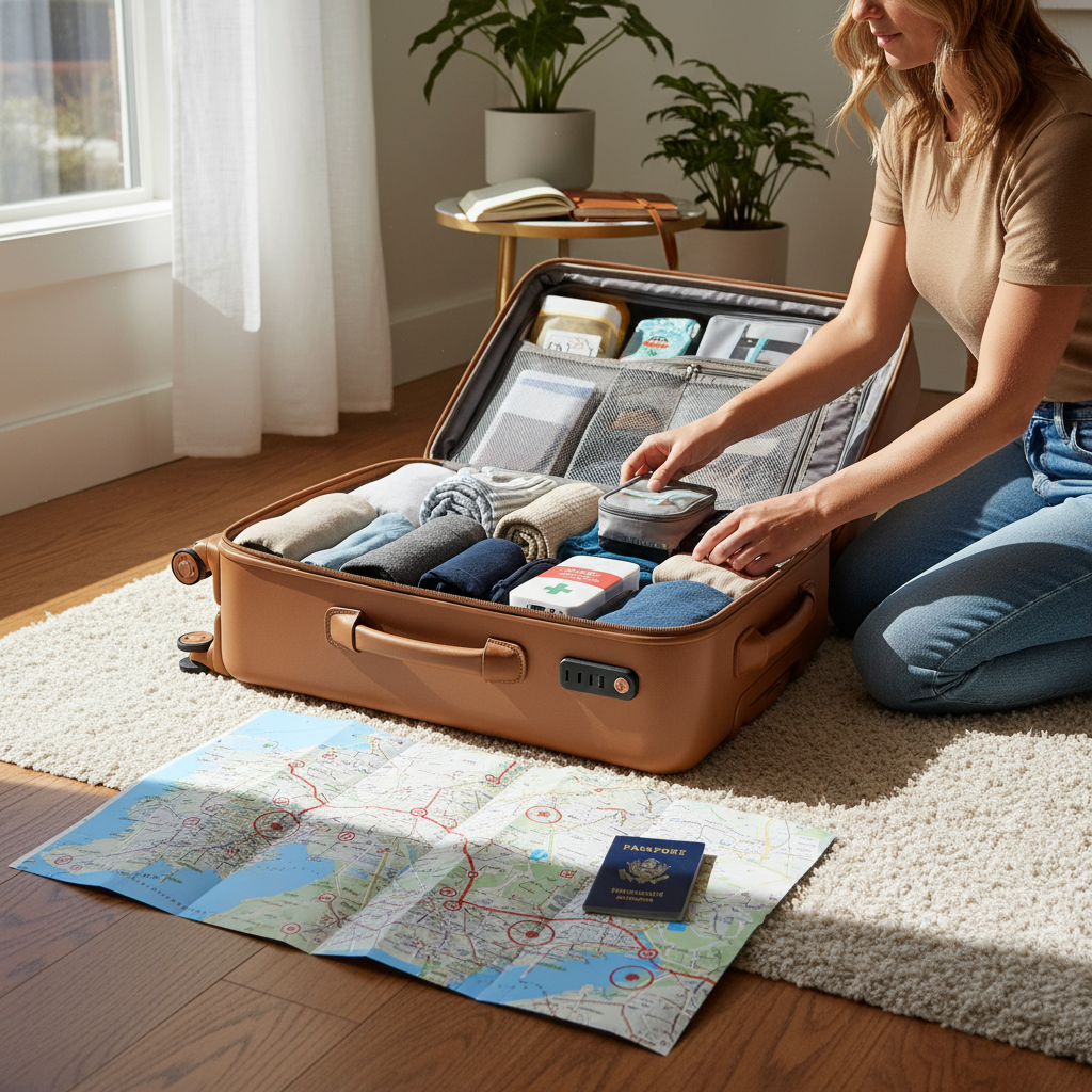 일본 쇼핑 후 가방 정리하는 모습