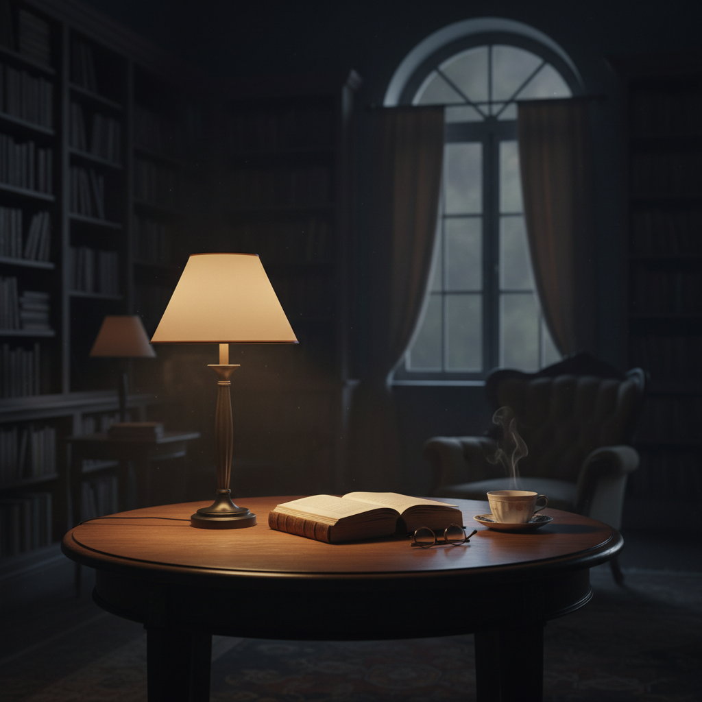 깊은 밤 책을 읽고 난 뒤의 여운이 느껴지는 창가