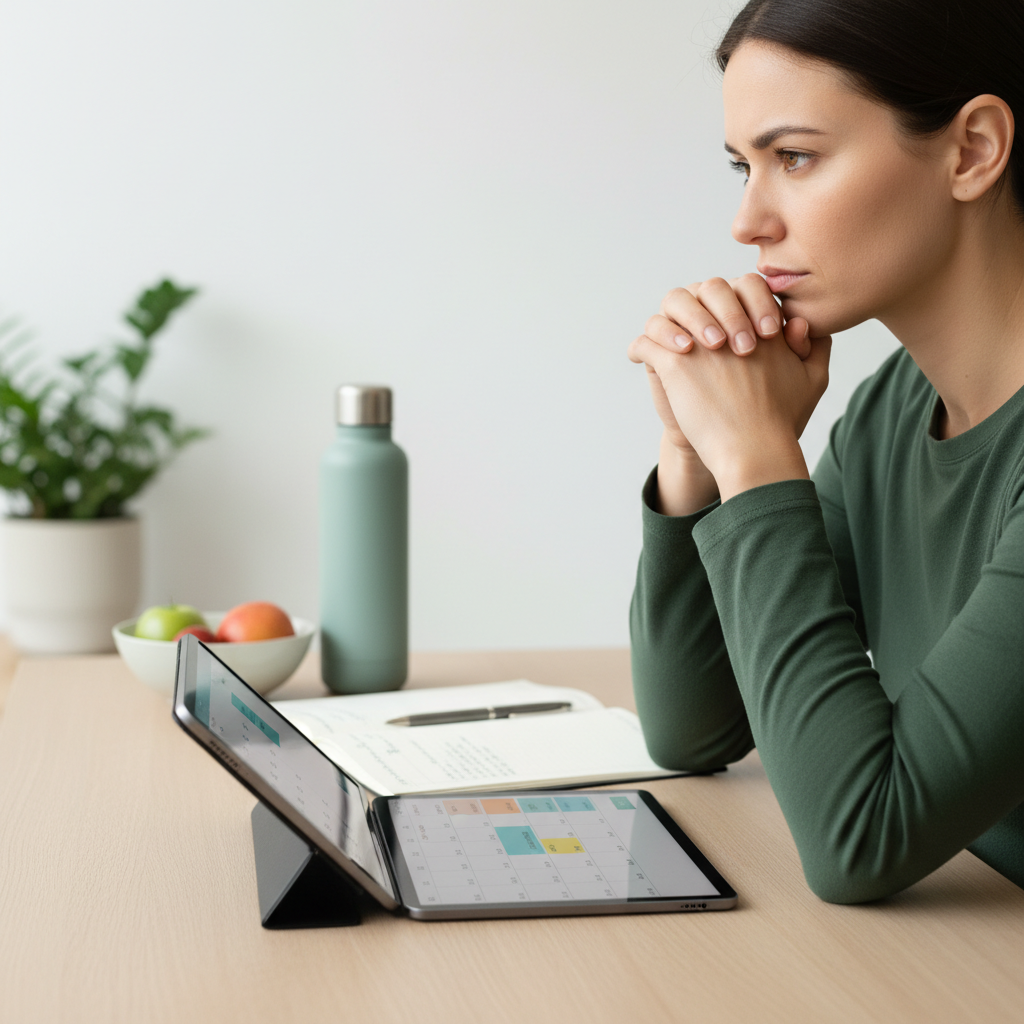 체중 관리를 고민하는 사람의 모습