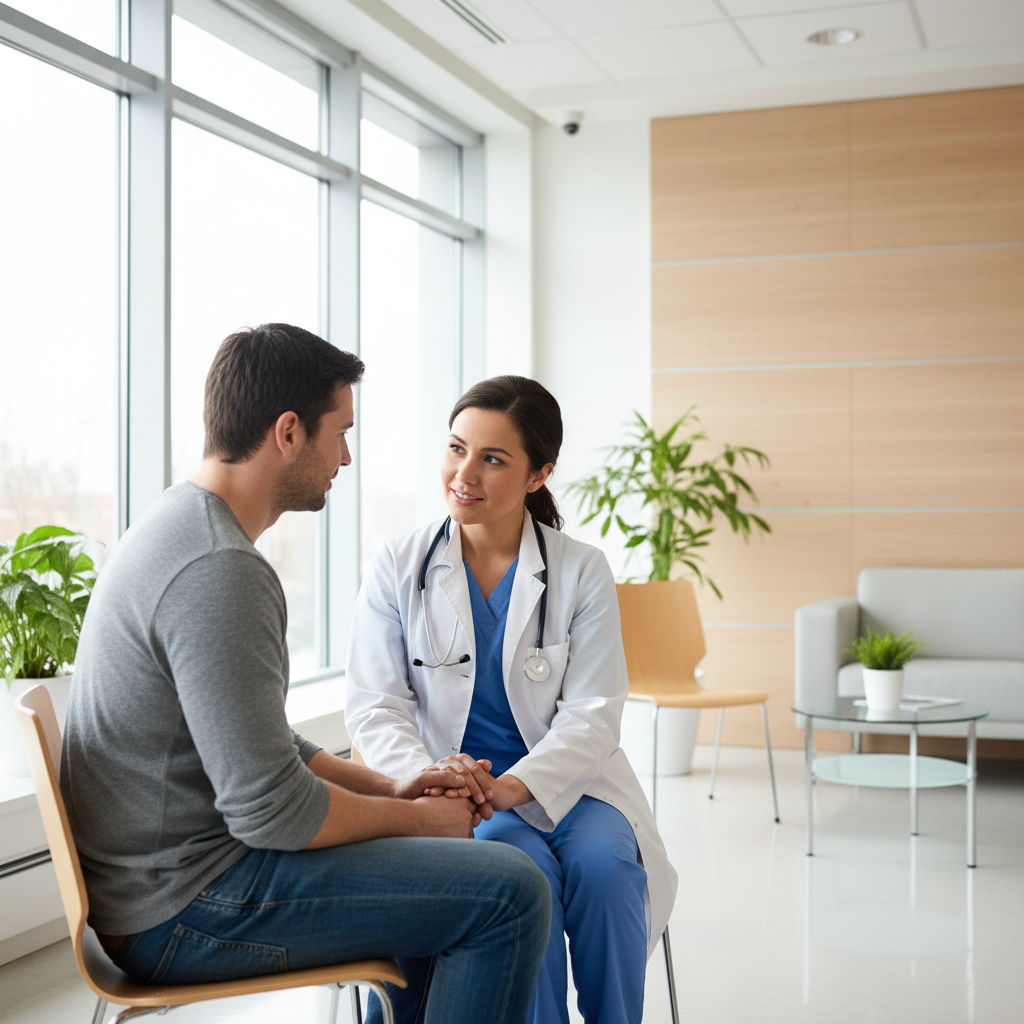 의사와 상담하는 환자