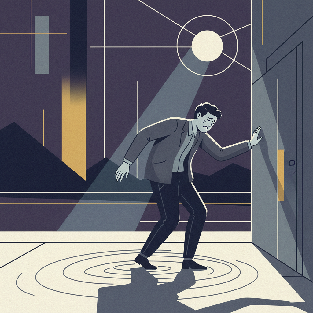 갑작스러운 어지럼증과 신체 마비를 표현