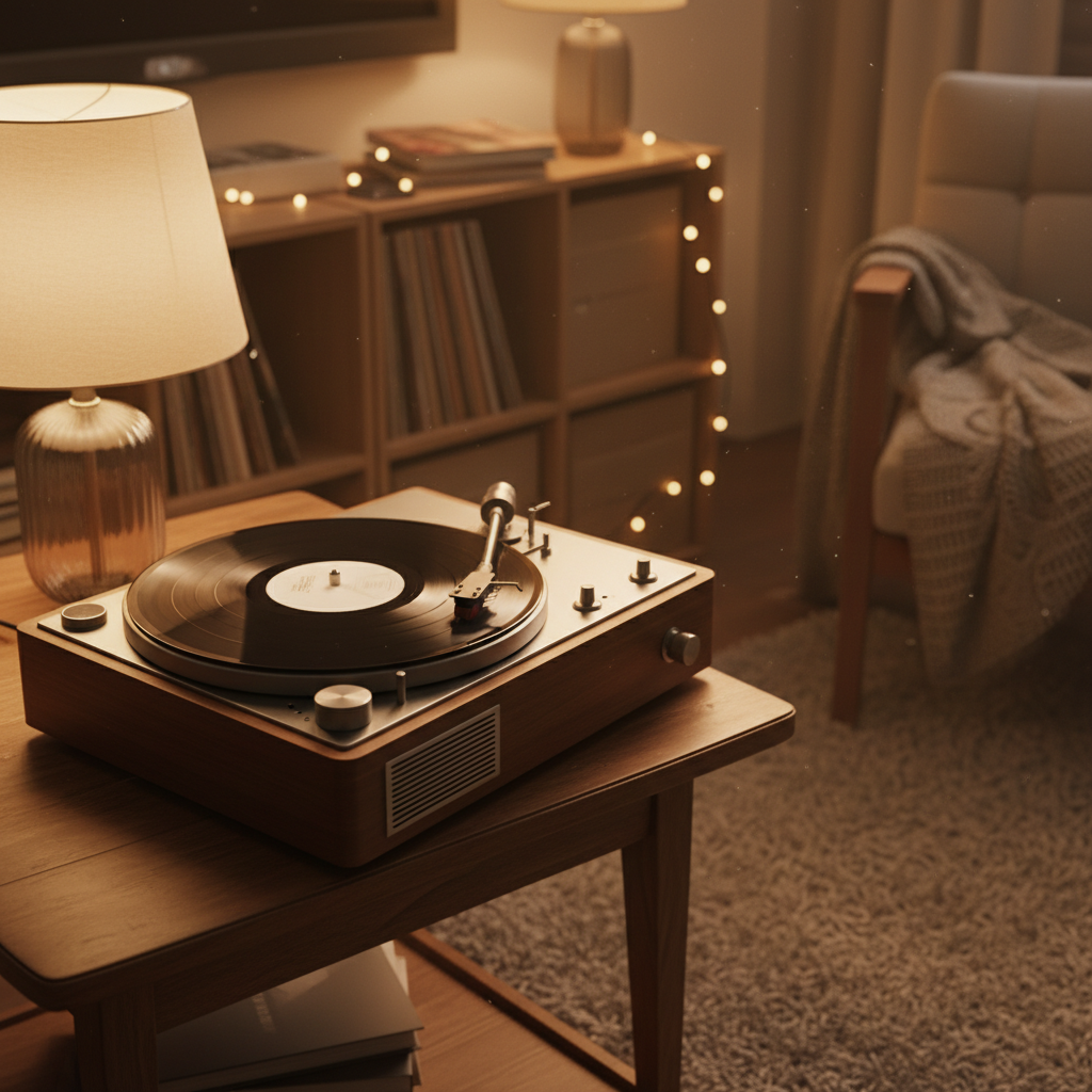 차분한 분위기의 레코드판