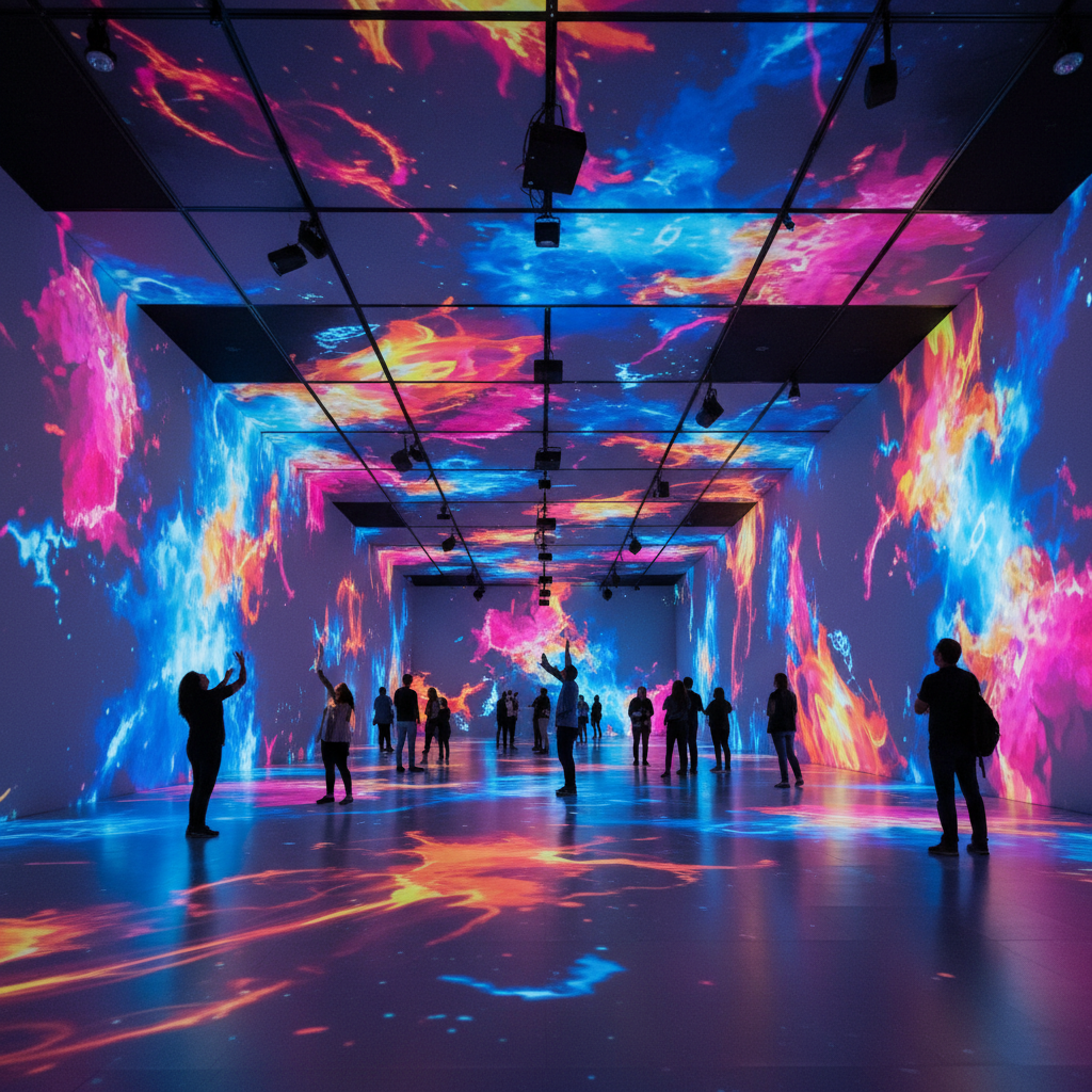 예술적인 미디어 아트 전시