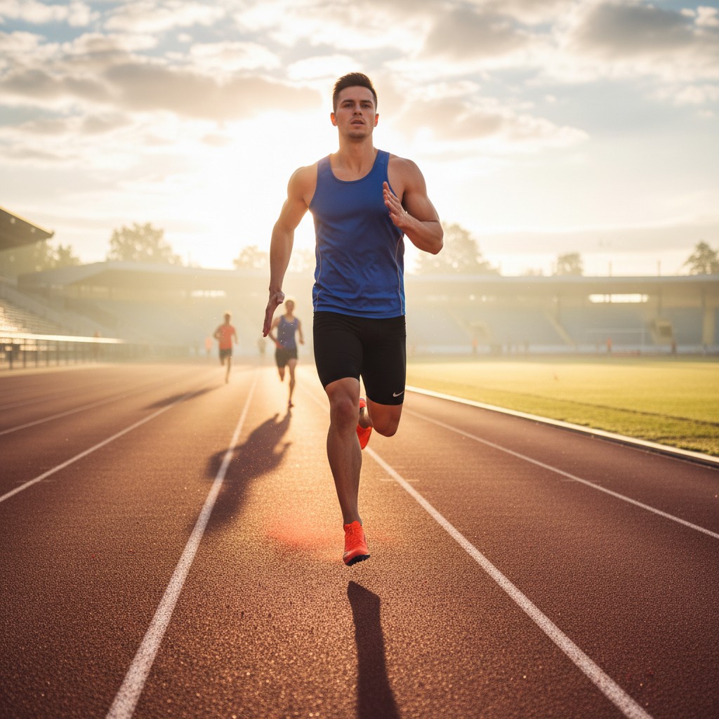 공원이나 트랙에서 운동하는 모습