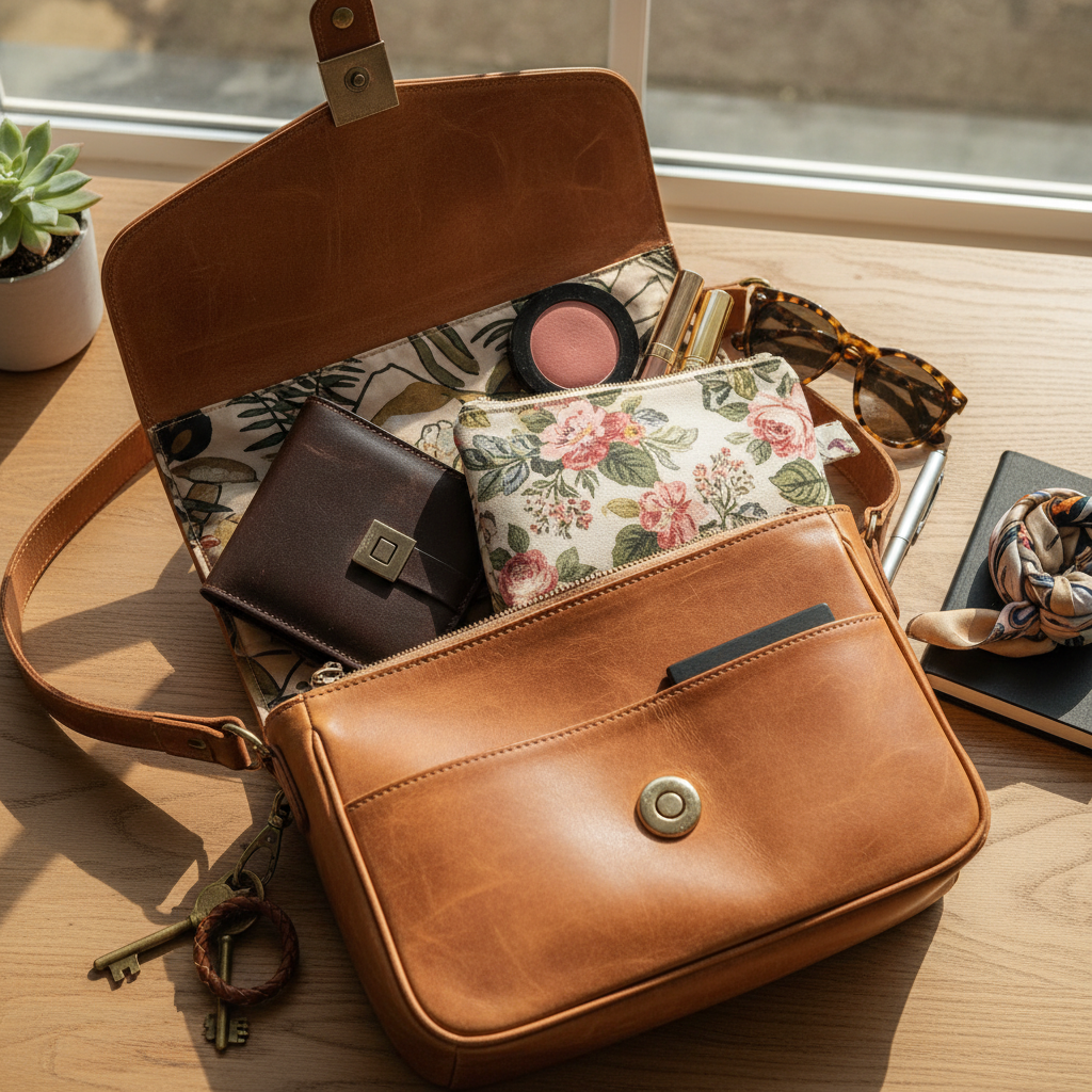 가방 내부에 수납된 소지품들