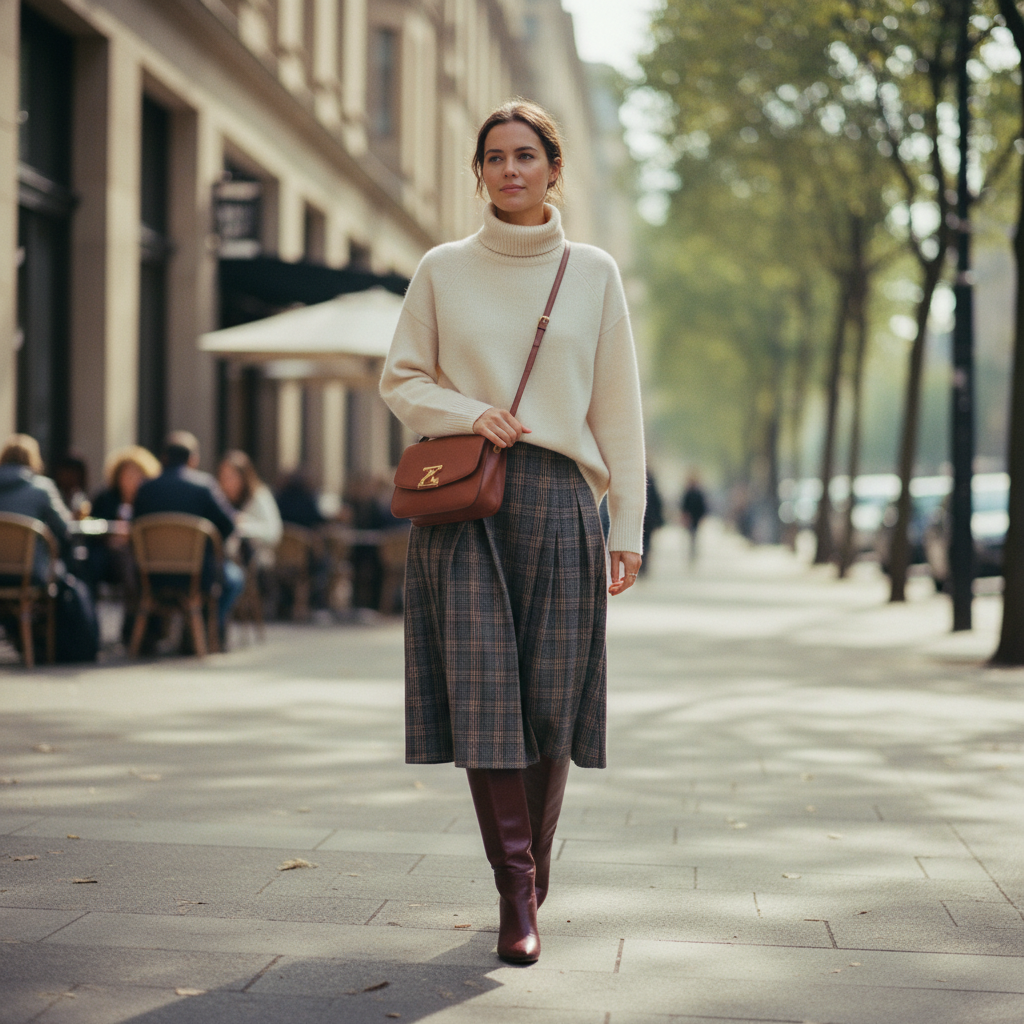 세련된 룩에 매치된 토보 숄더백