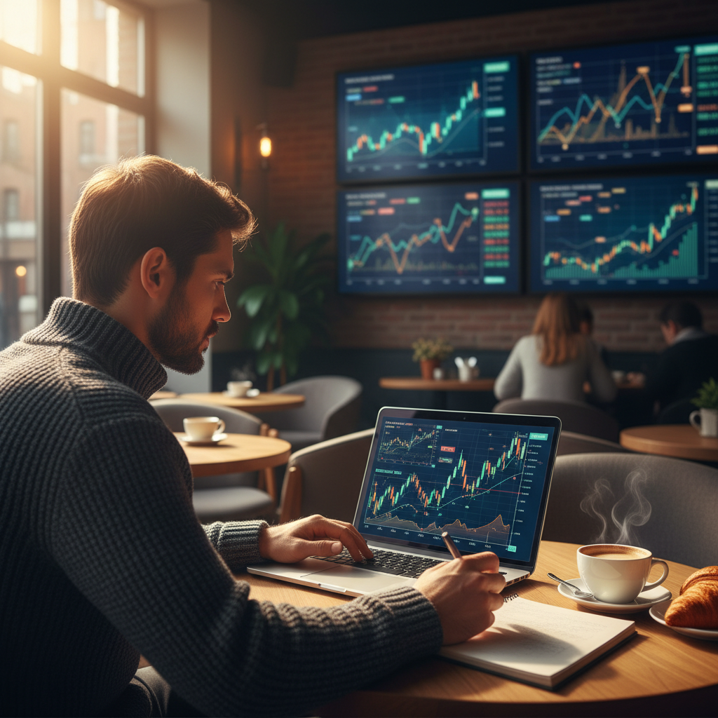 복잡한 투자 정보를 분석하는 투자자의 모습