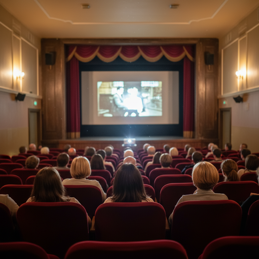 극장 내부의 집중하는 관객들