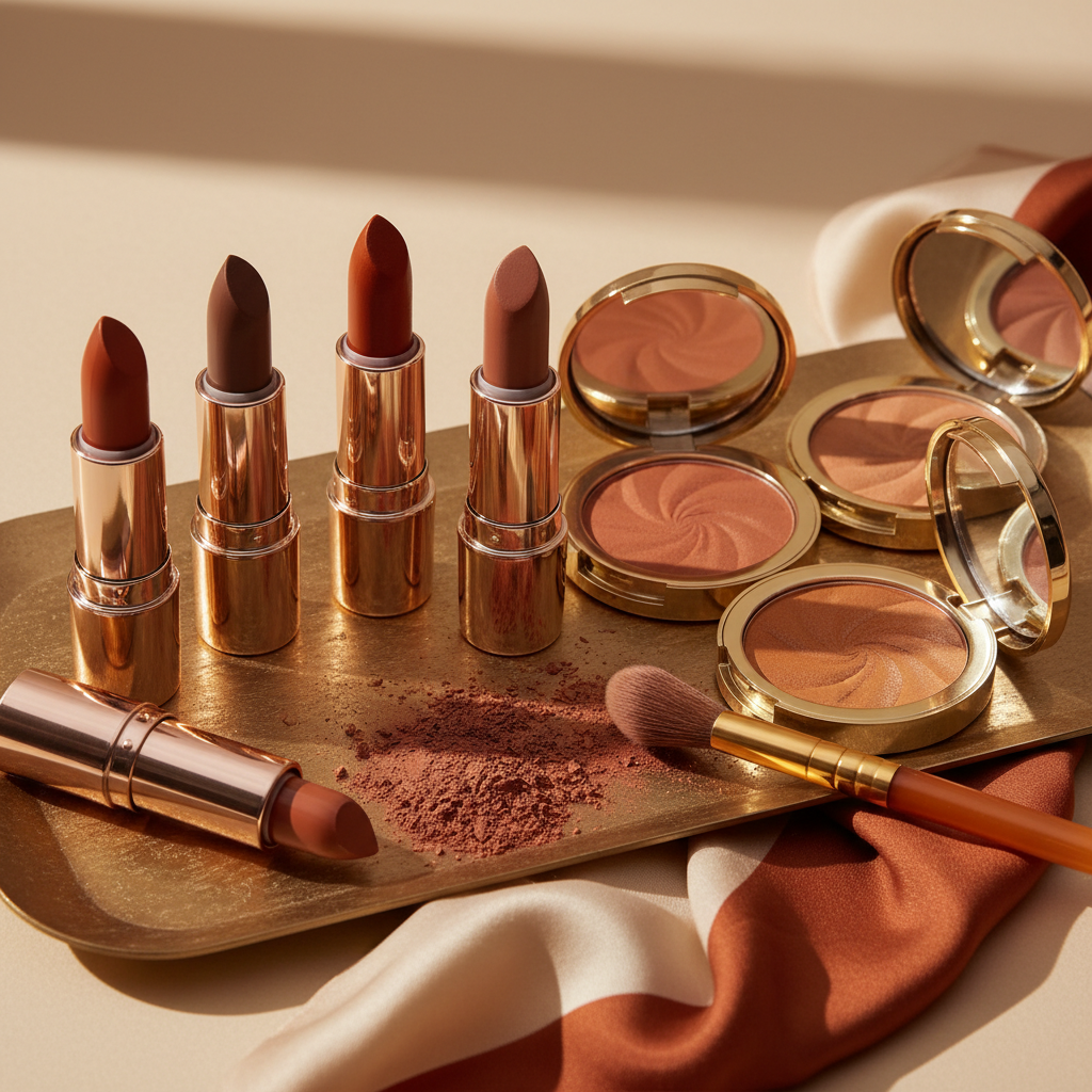 차분한 가을 컬러 립스틱과 블러셔