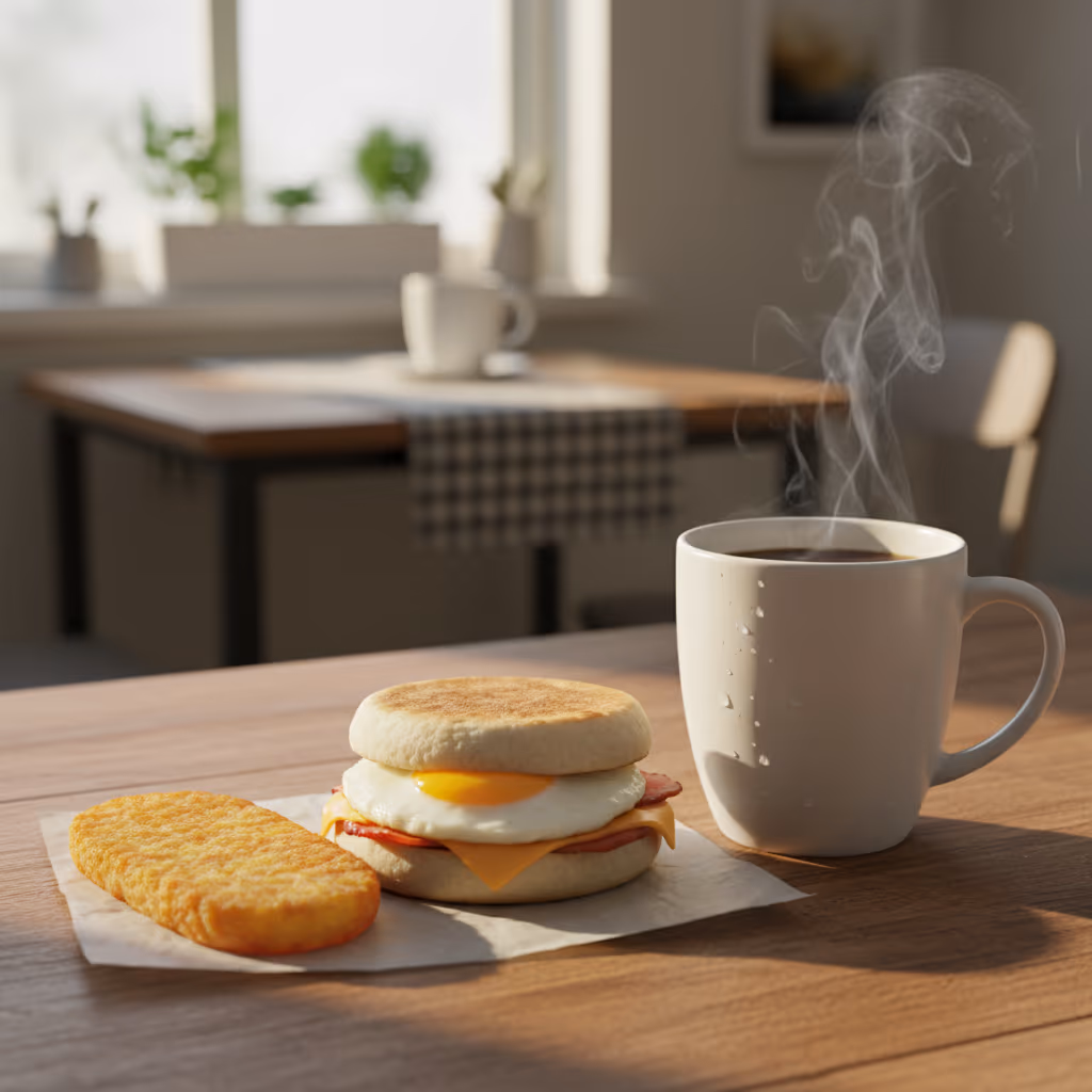 따뜻한 커피와 맥모닝 세트