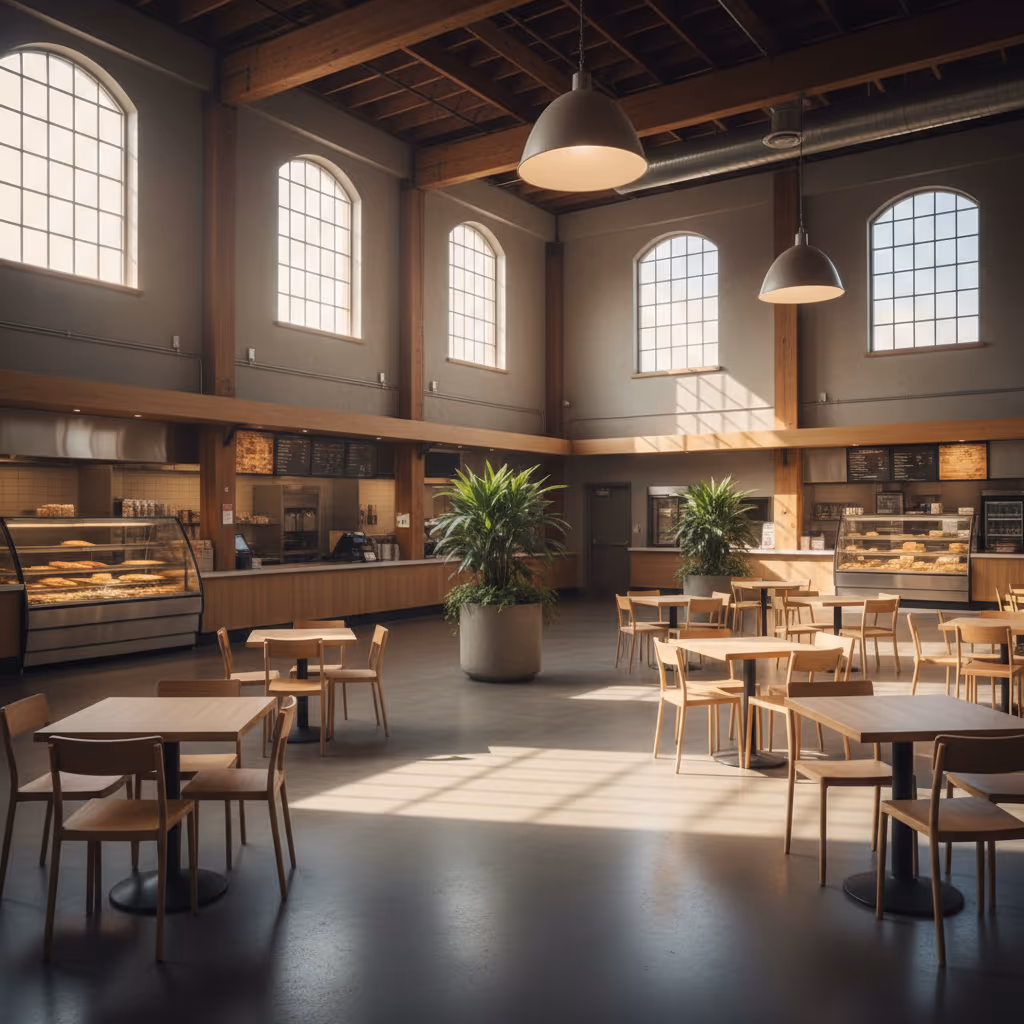 한적한 오후 푸드코트 테이블