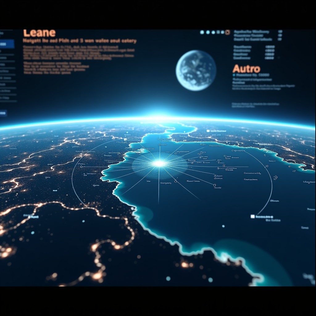 Futuristic navigation interface displaying star mapping and sensor data, clean graphical elements, cinematic lighting, realistic 4:3