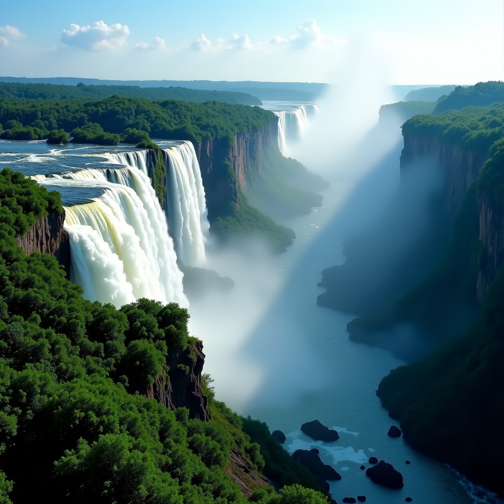 웅장한 이과수 폭포의 전경