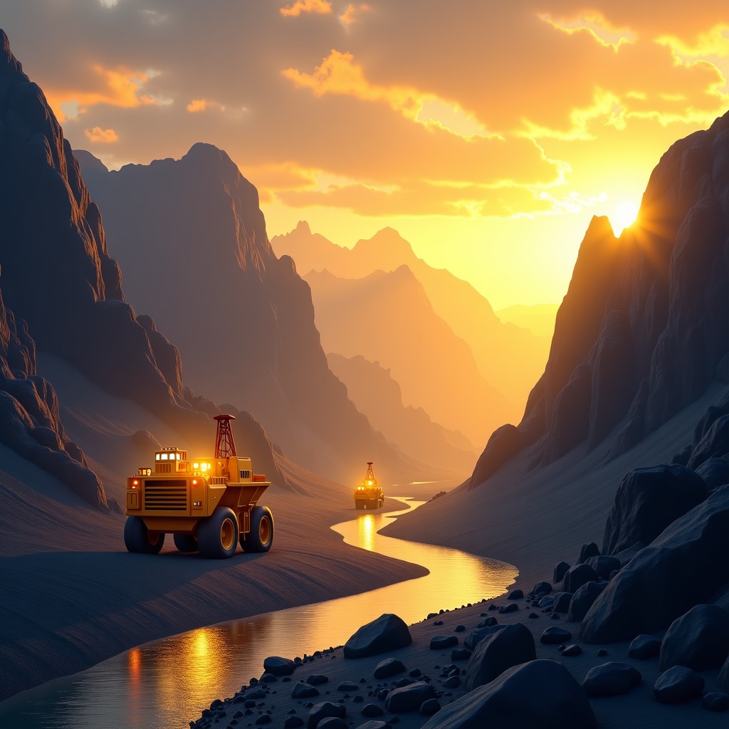 반짝이는 금광과 채굴 현장