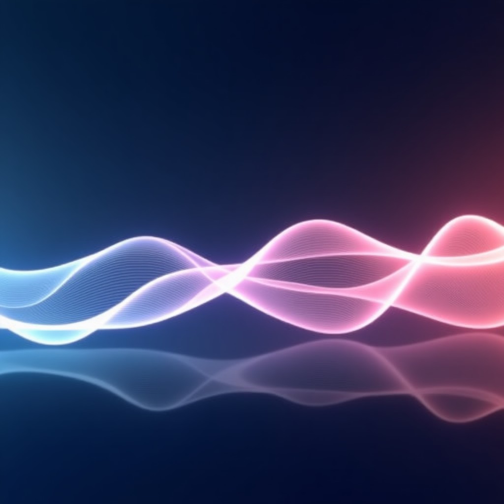 Abstract representation of digital music stream with flowing lines and soft light, minimalist aesthetic, high quality, 4:3 aspect ratio