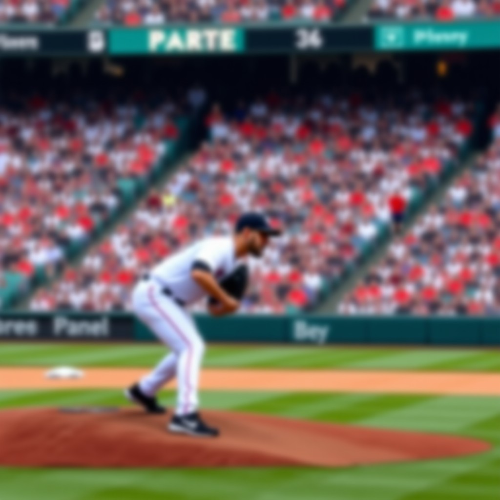 경기장 마운드 위의 투수