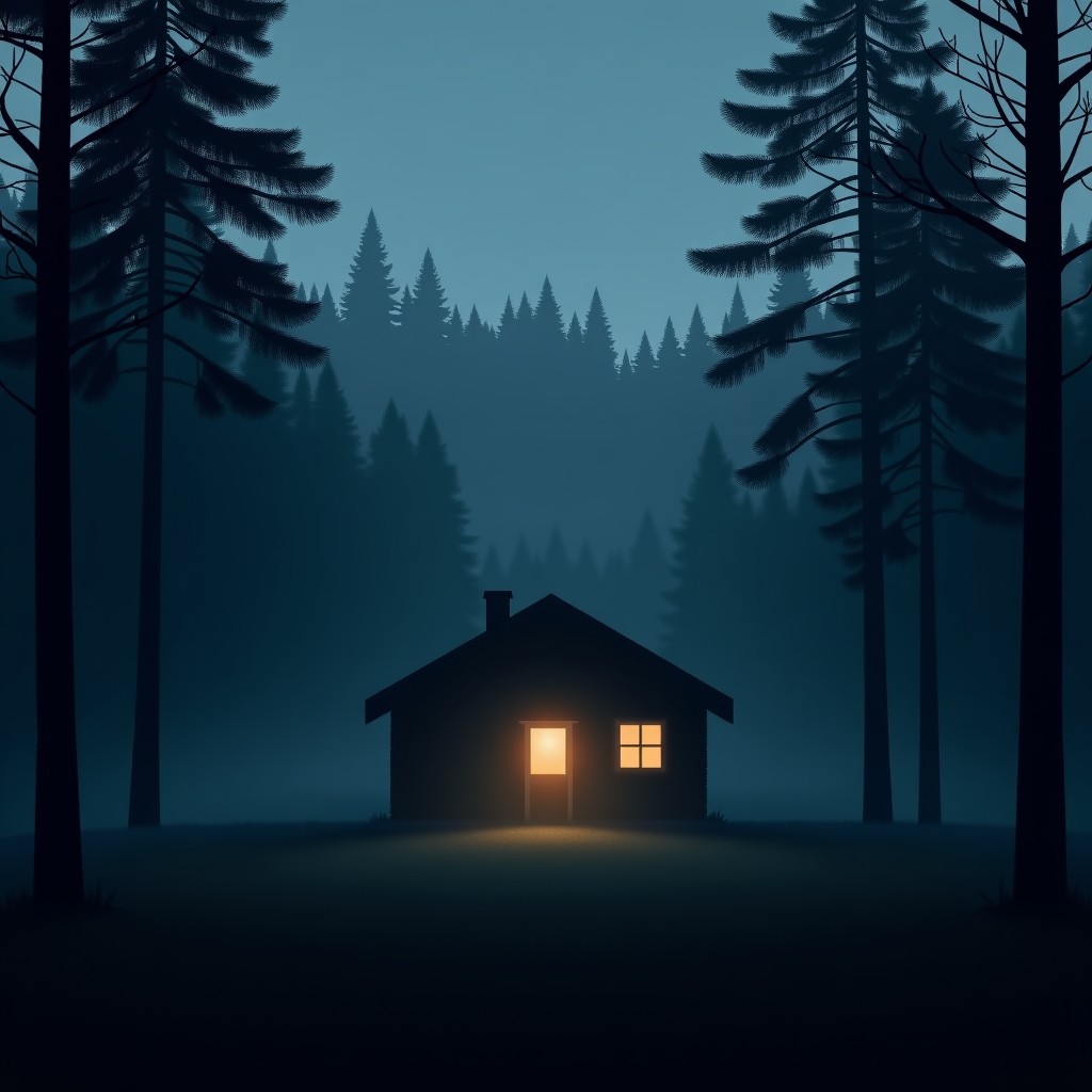 미스터리한 분위기의 숲속 캠프