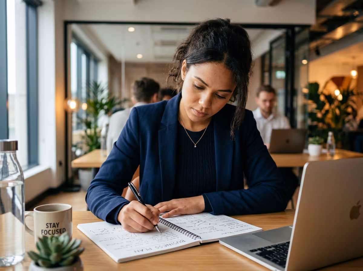 사업계획서를 작성하며 몰입하는 모습