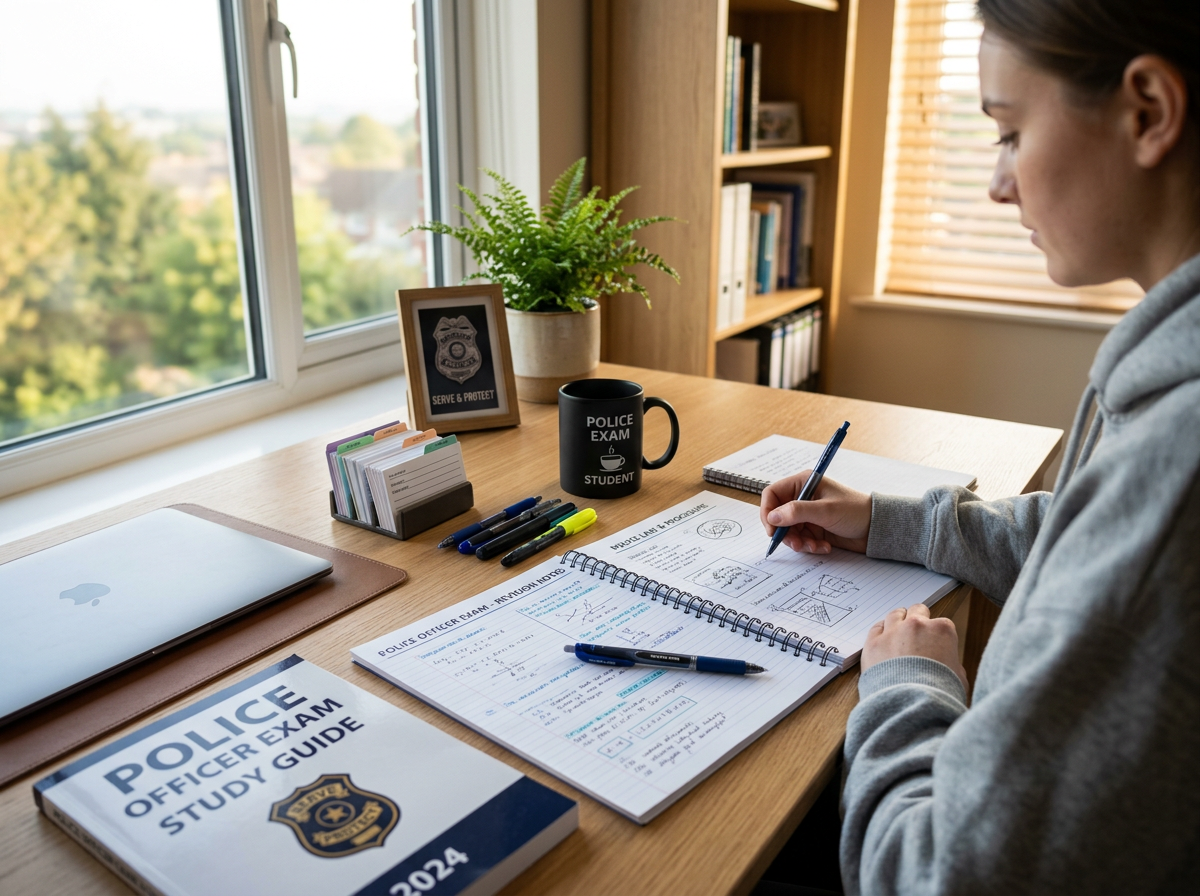 경찰 시험을 준비하는 책상