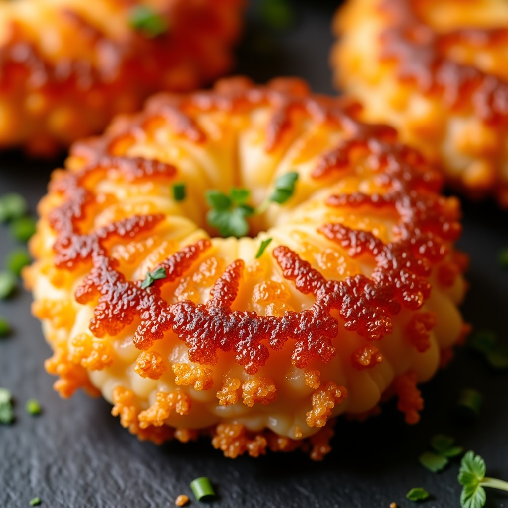 바삭하게 튀겨진 새우 패티의 단면