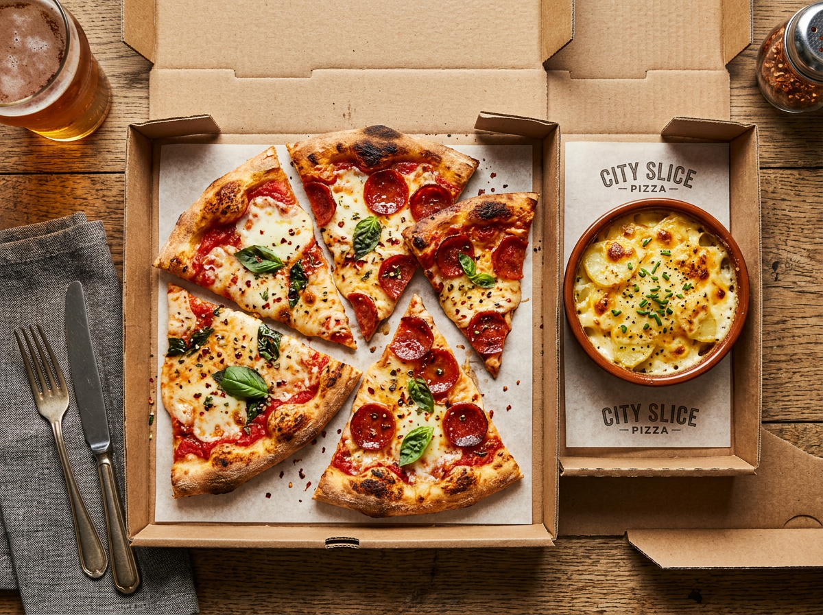 다양한 피자스쿨 메뉴와 함께한 테이블