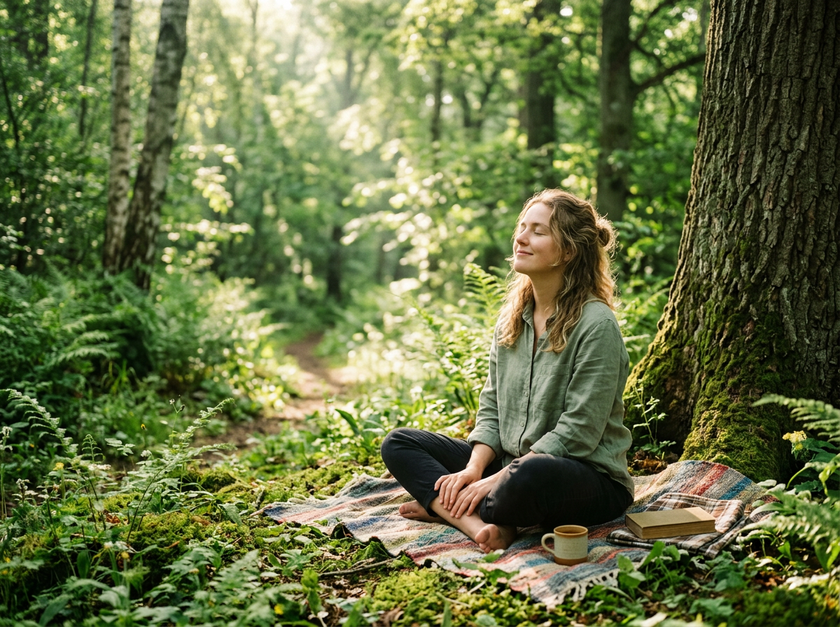 자연 속에 건강하게 휴식하는 사람