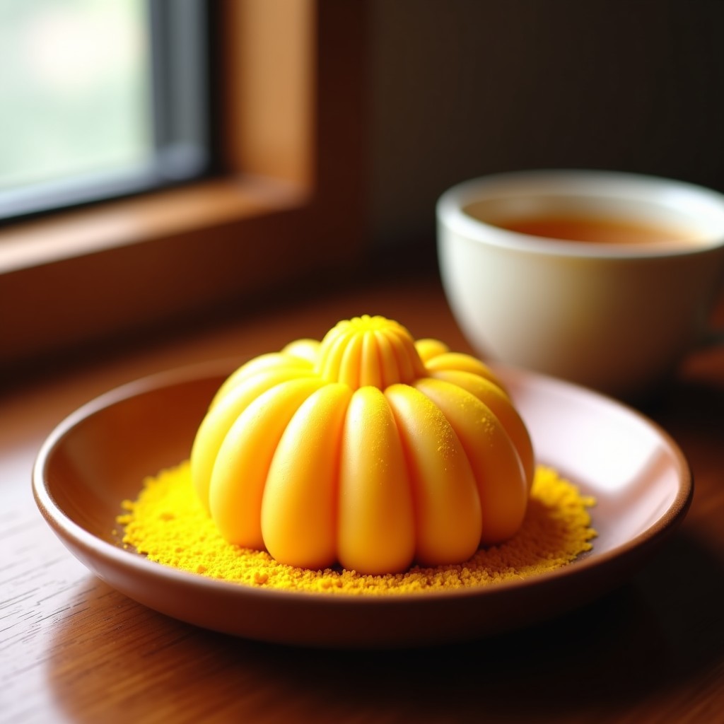 고급스러운 호박인절미와 따뜻한 차