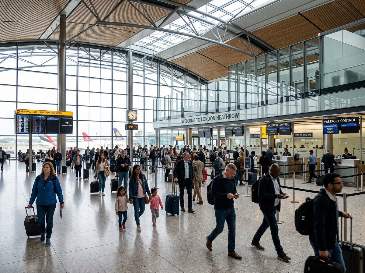 공항 입국 심사대 전경