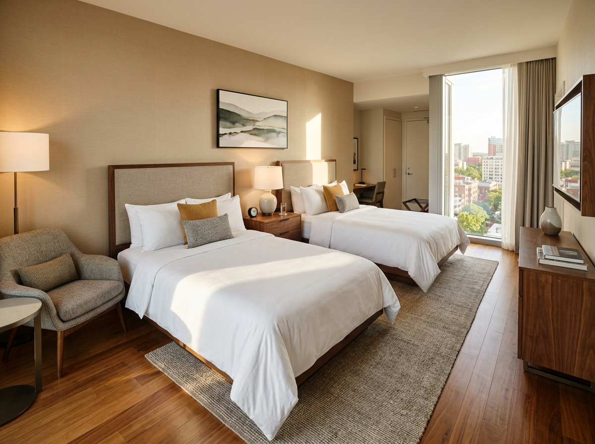 편안한 호텔 패밀리 트윈룸 침구