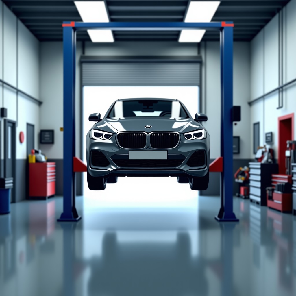 엔진오일 교환을 준비하는 자동차 정비소