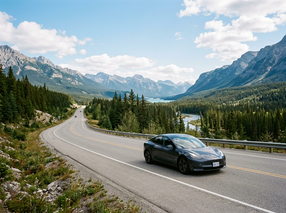 도로 위 안전한 주행 풍경