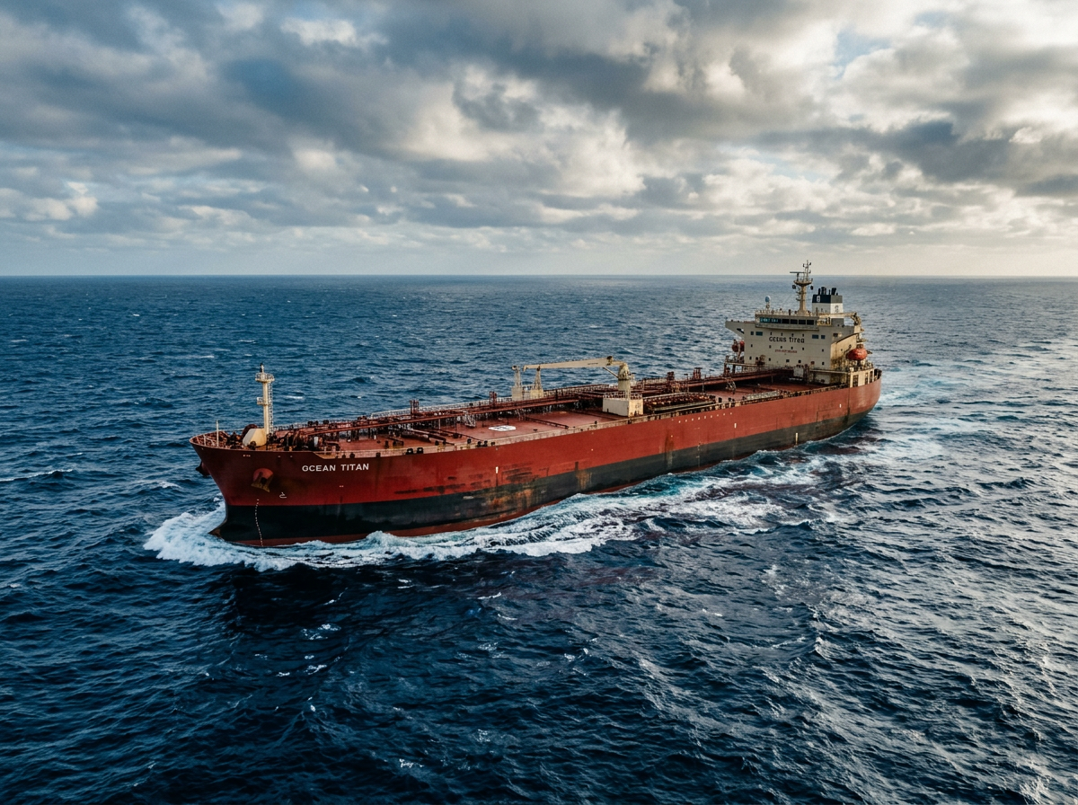 대형 유조선이 바다를 항해하는 모습