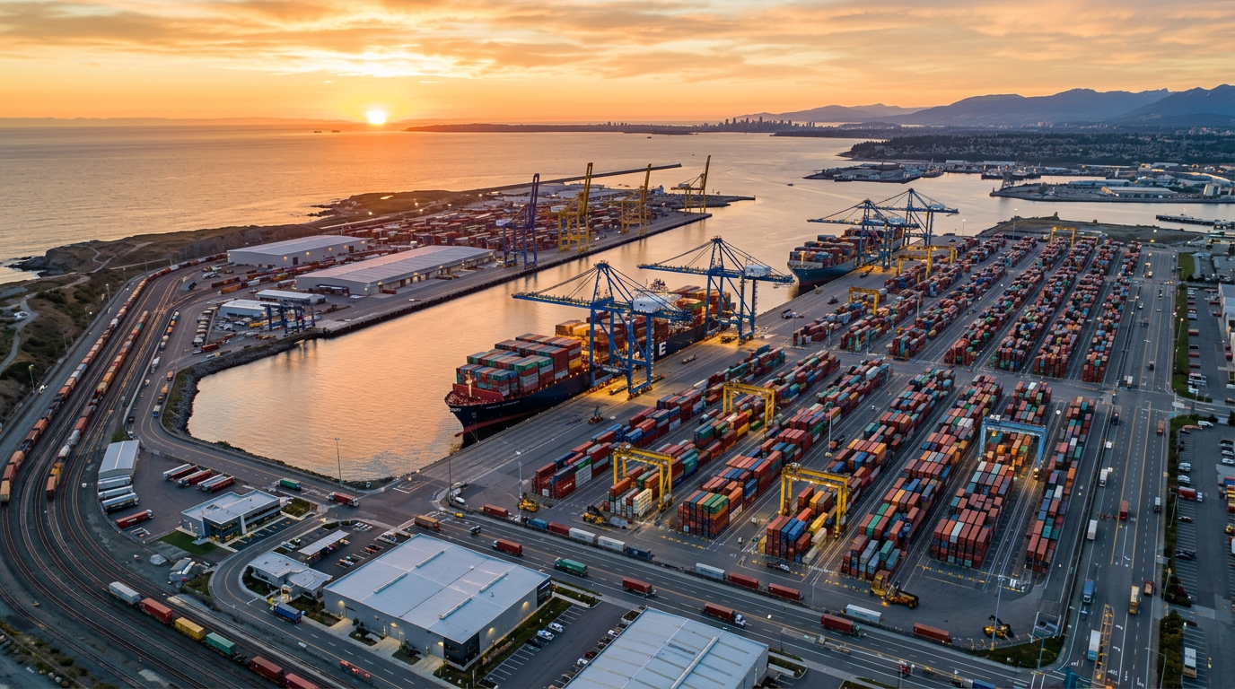 글로벌 항구의 현대적인 풍경