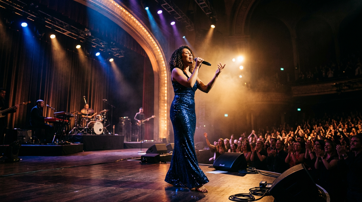 가수의 감성적인 무대