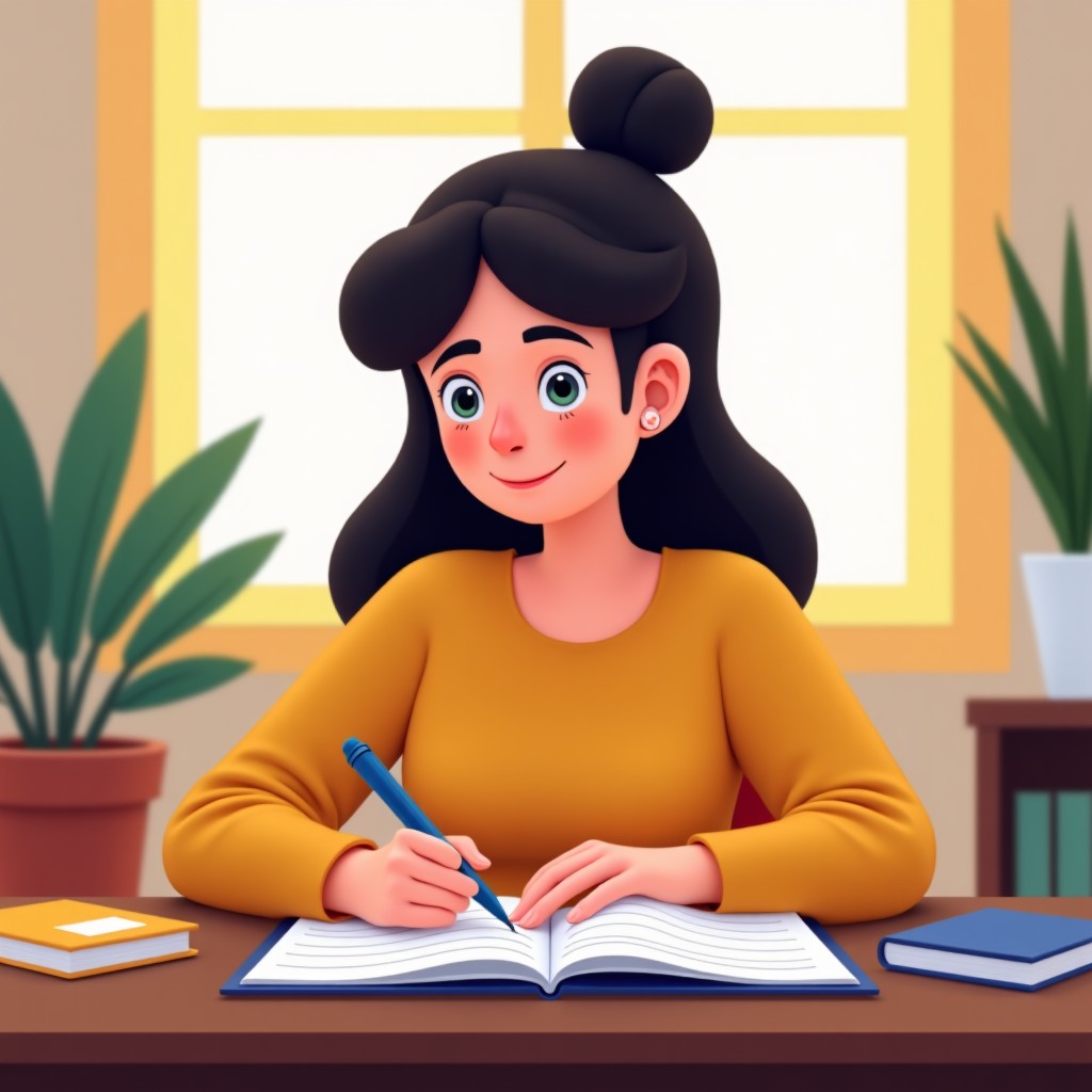 A person preparing for an exam with a focused expression, clean study environment, soft and bright lighting, realistic style, 4:3