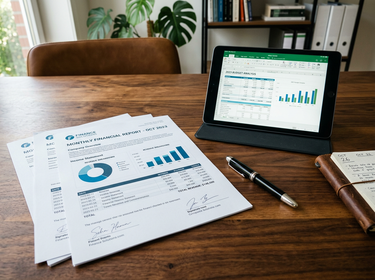 정돈된 서류와 디지털 기기