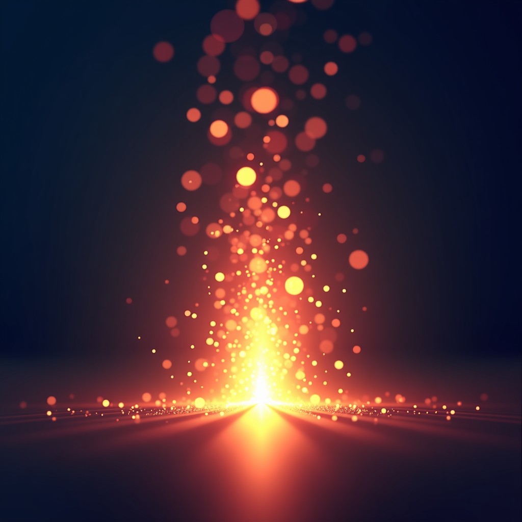 An abstract visual representation of creative growth and new connections, glowing light particles converging into a single point, modern art style, 4:3