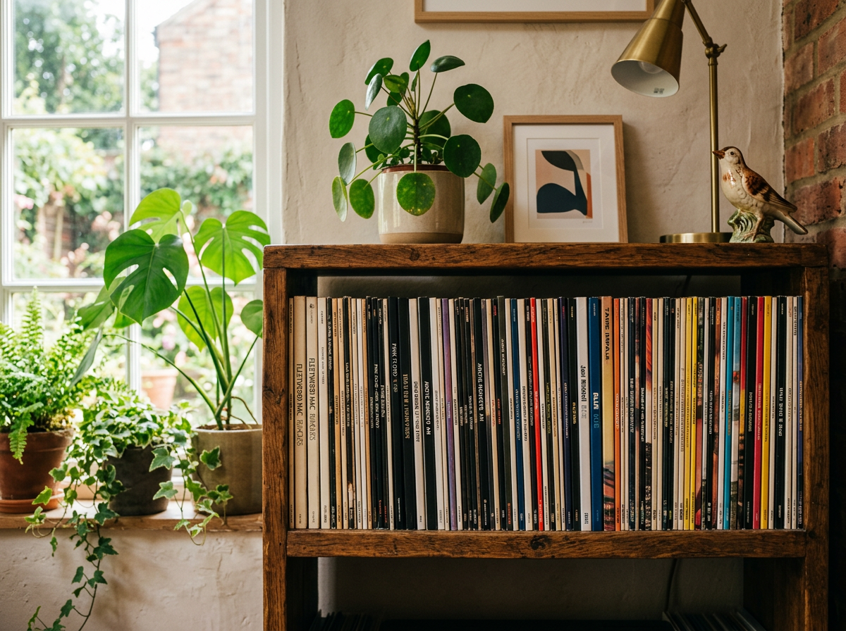 정돈된 개인 레코드 선반