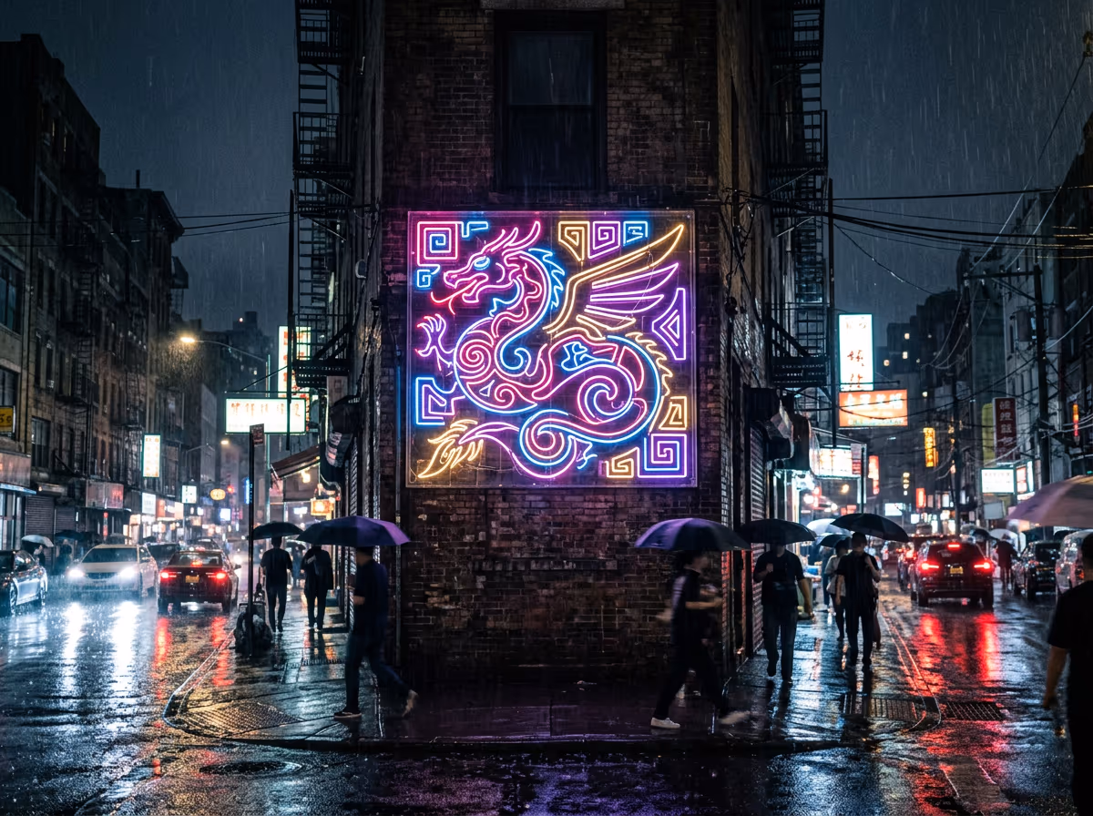 세련된 타이포그래피가 포함된 네온 사인 스타일의 포스터