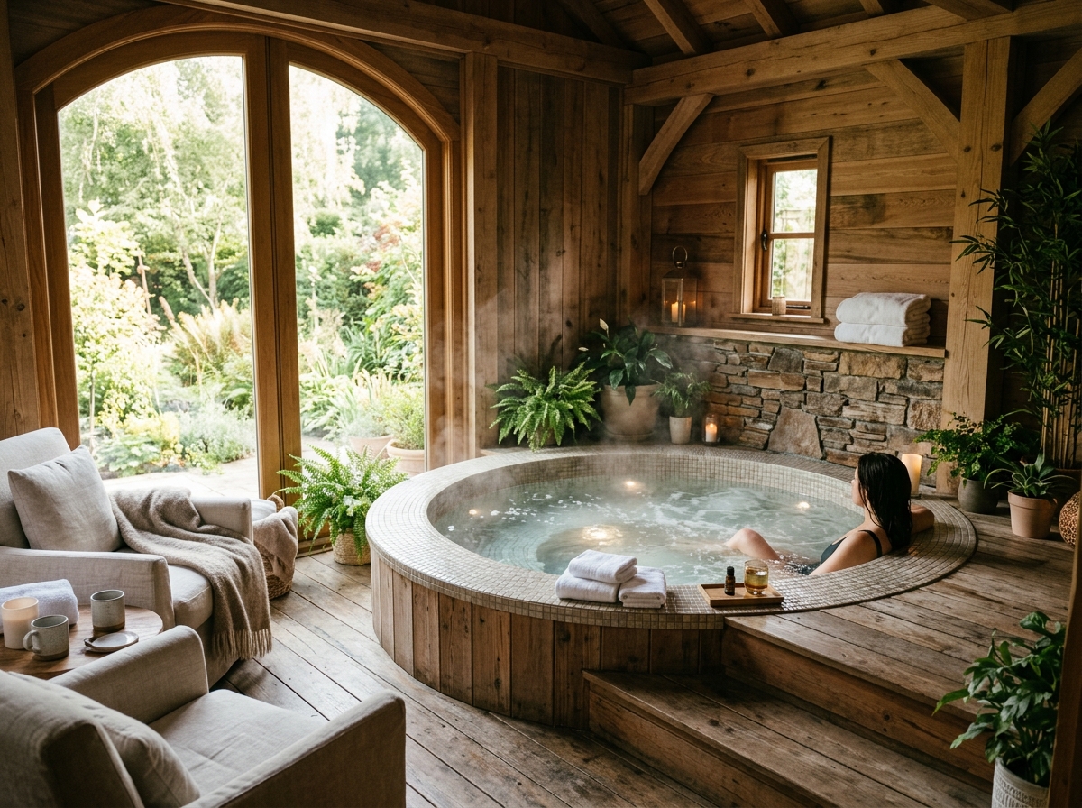 별장의 자쿠지와 휴식 공간