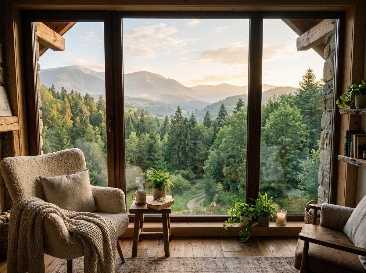 별장의 창밖 풍경