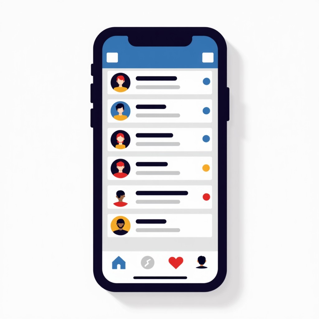 A clean, modern flat illustration of a smartphone screen showing trending topics on a social media feed, high contrast, minimalist style, 1:1 aspect ratio