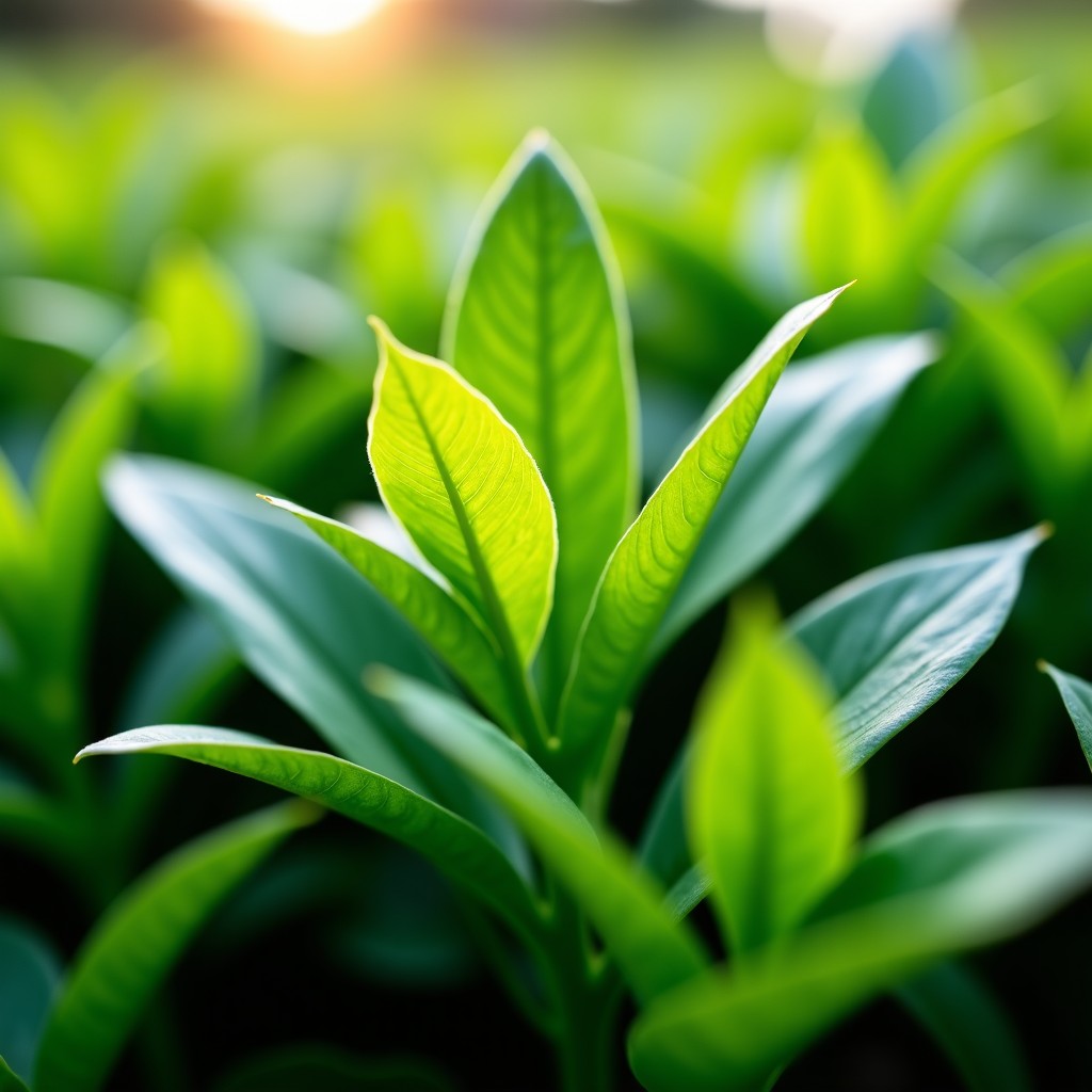 Fresh green arugula leaves growing in a garden, detailed texture, natural daylight, macro photography, 4:3