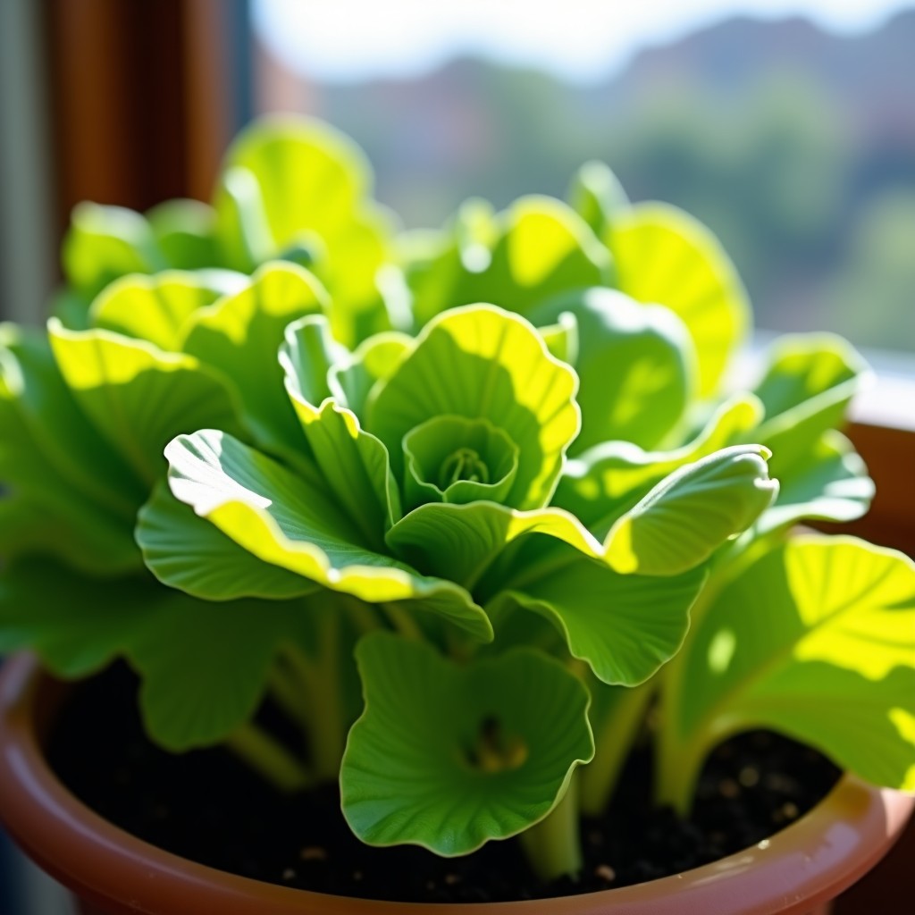 베란다 텃밭의 싱싱한 상추