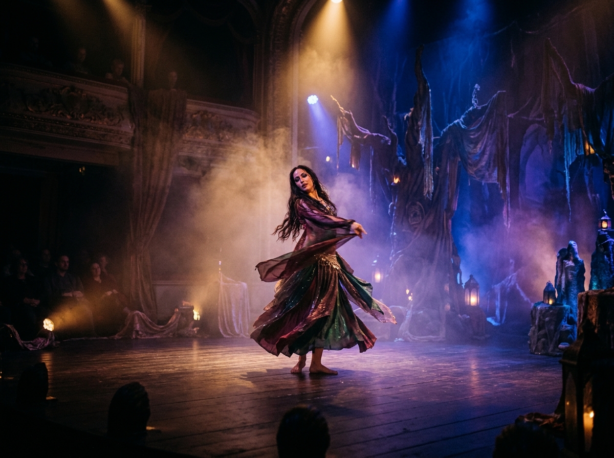 정교한 무대 장치와 조명