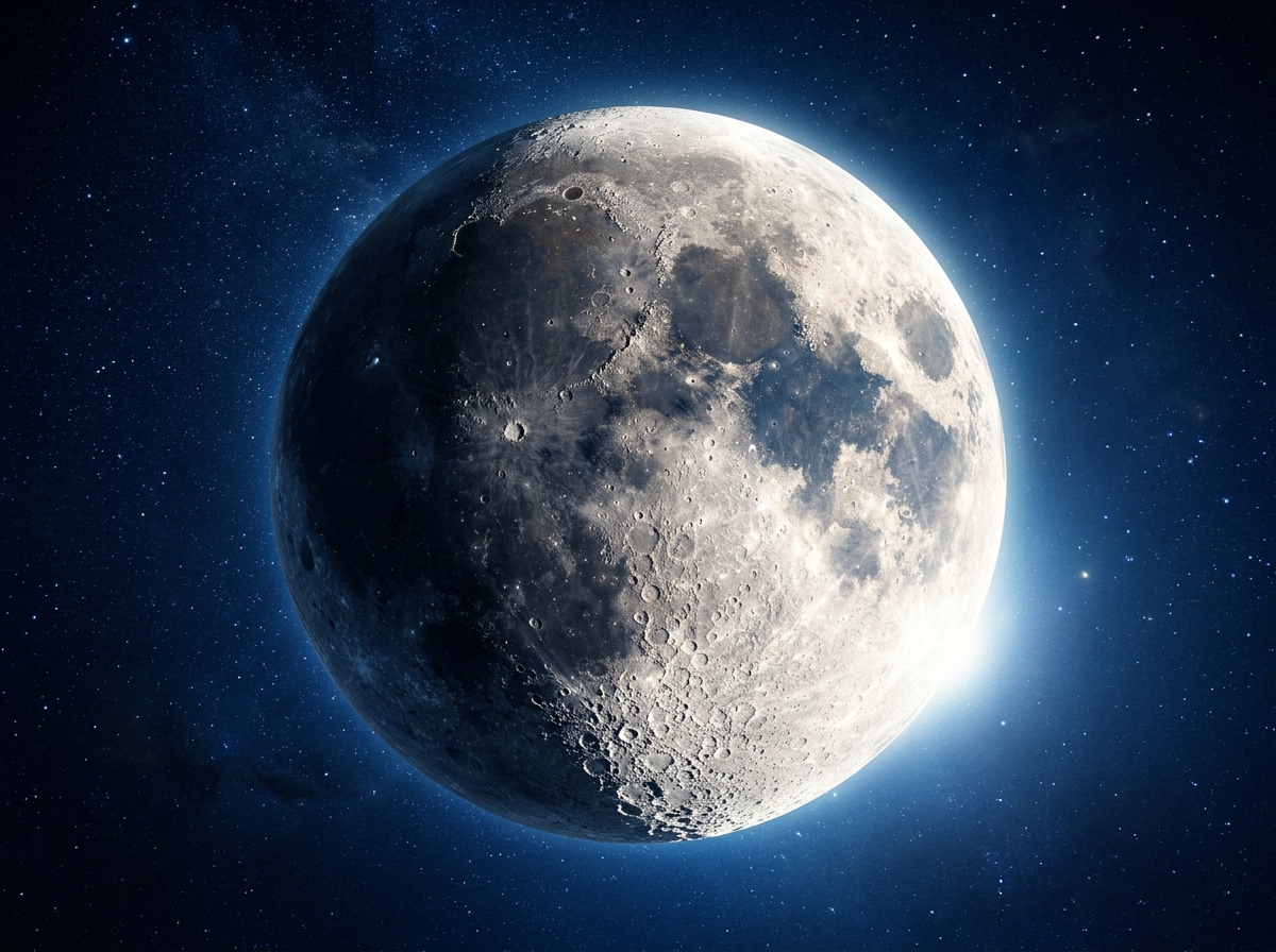 밤하늘에 밝게 빛나는 달의 모습