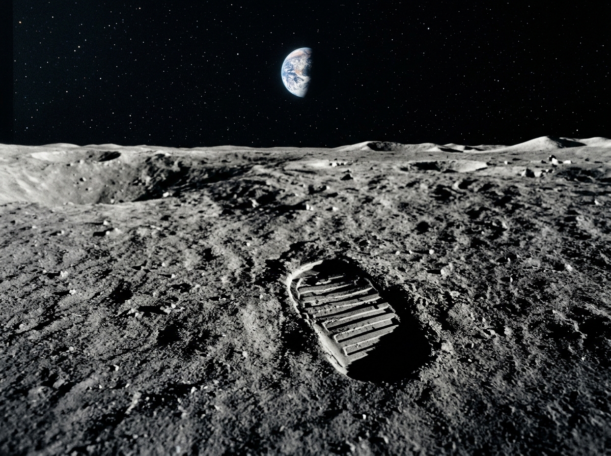 달 표면에 남겨진 인류의 첫 발자국