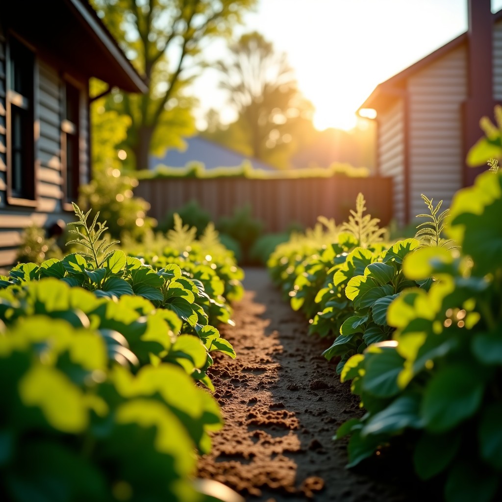 봄 햇살 아래 텃밭을 일구는 풍경