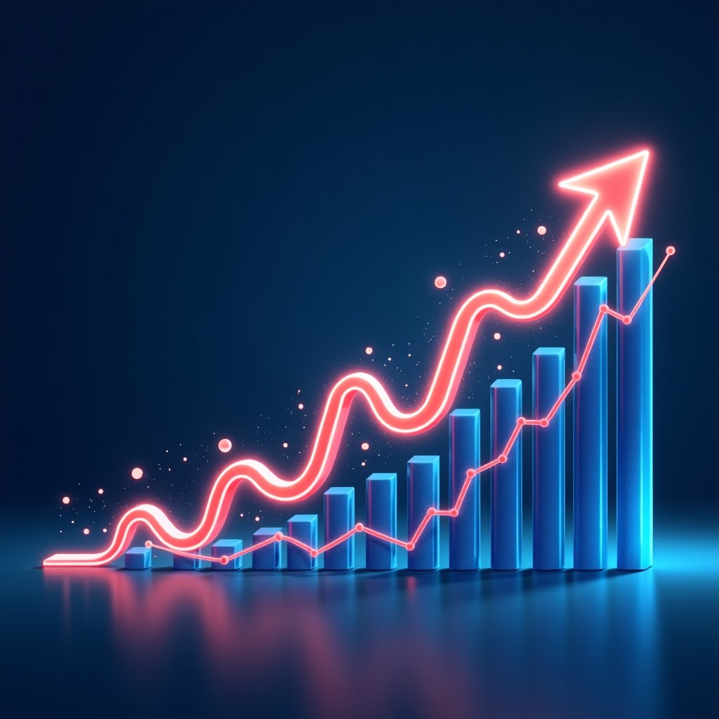 Abstract representation of financial growth, flowing lines of capital connecting businesses and technology, professional and clean design, 4:3